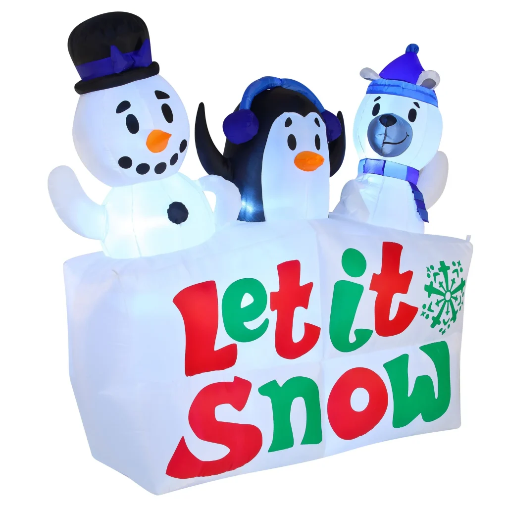 Let it snow christmas penguin inflatable decoration
