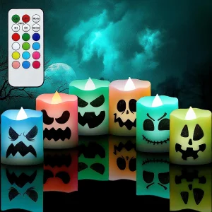 6pcs Halloween Remote Control Flameless Candles