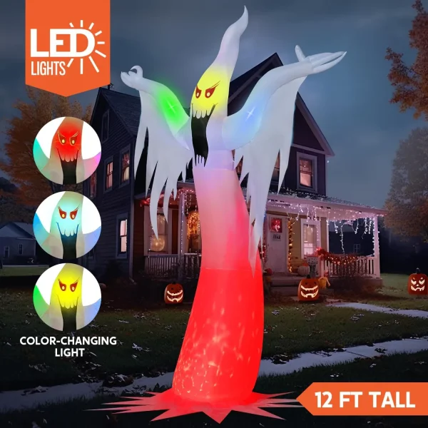 Amazing 12.5ft Inflatable Halloween Ghost with Colorful LEDs