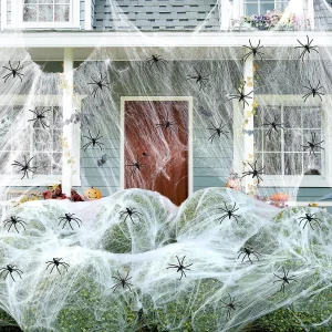 Halloween Spider Web Decoration with Extra Fake Spiders