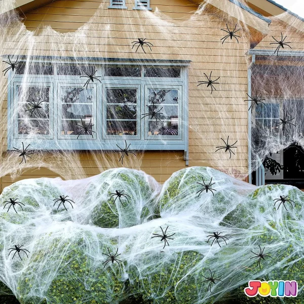 Halloween Spider Web Decoration with More Fake Spiders