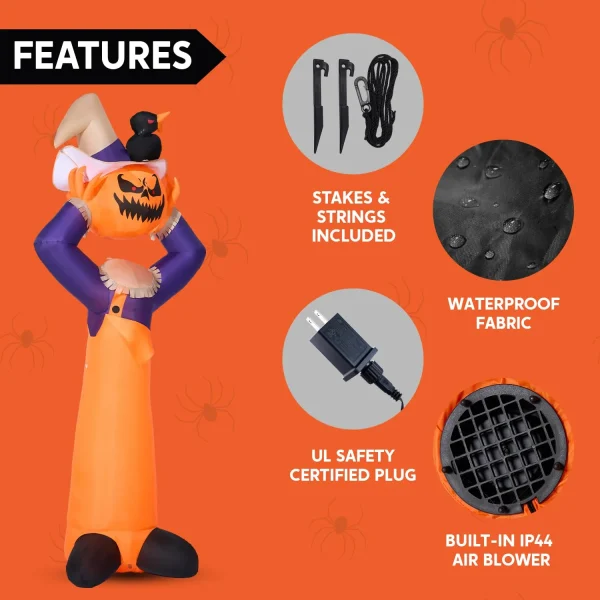 Best 9ft Halloween Inflatable Scarecrow with Built-in LEDs