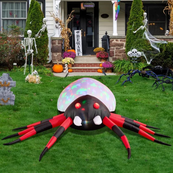 9ft Halloween Inflatable Spider with Colorful Light