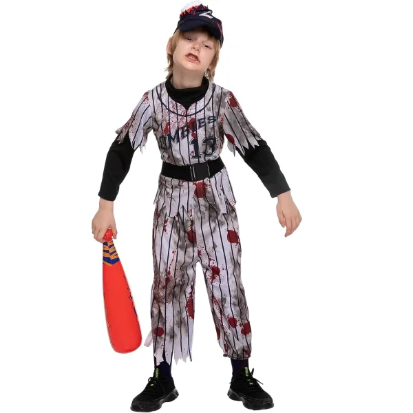 Kids Halloween Baseball Player Zombie Costume