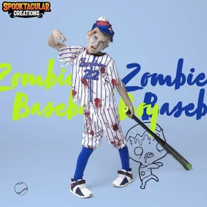 Kids Blue Baseball Player Zombie Costume