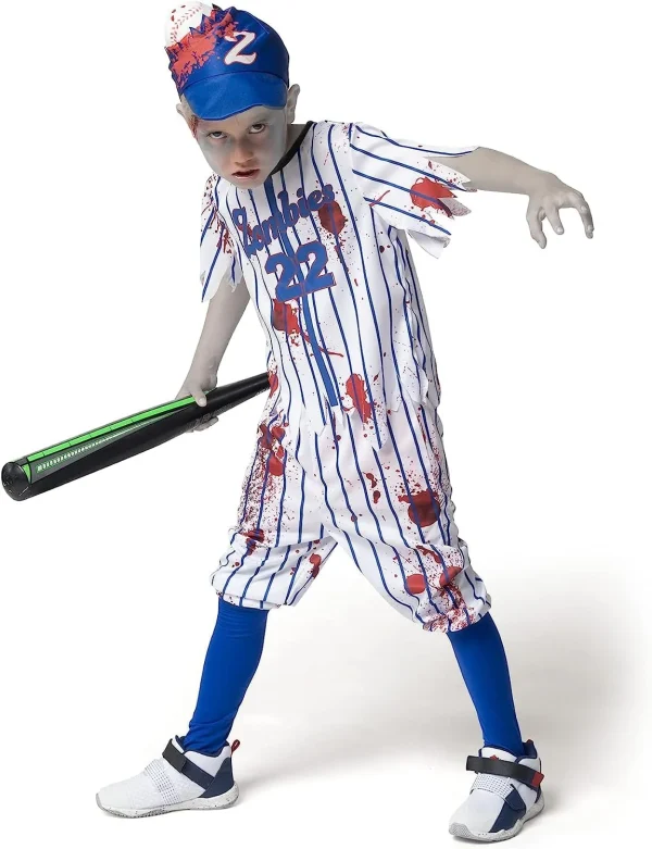 Kids Blue Baseball Player Zombie Costume