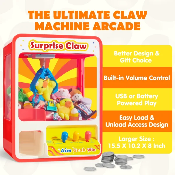 Claw Machine Arcade Toy with LED Light & Adjustable Sound