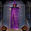 Halloween Animated Haning Witch with Light-up esys and Glowing Body