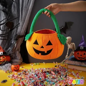 Halloween Tote Bucket Plush Pumpkin Bucket