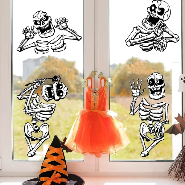 Halloween Skeleton Decorative Window Clings