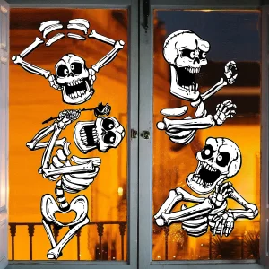 Halloween Skeleton Window Clings Decorations for Windows Glass Walls
