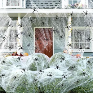 JOYIN 1800 sqft Spider Web Halloween Decorations with Extra 160 Spiders