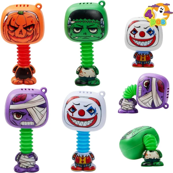 JOYIN 4 PCS Halloween Fidget Squeeze Pop Tubes Toys for Kids