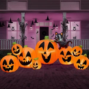 10ft 8pcs Halloween inflatable Pumpkin with Witch’s Cat