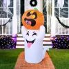 5ft Tall Halloween Inflatable Ghost with Pumpkin and Bubbling Potion