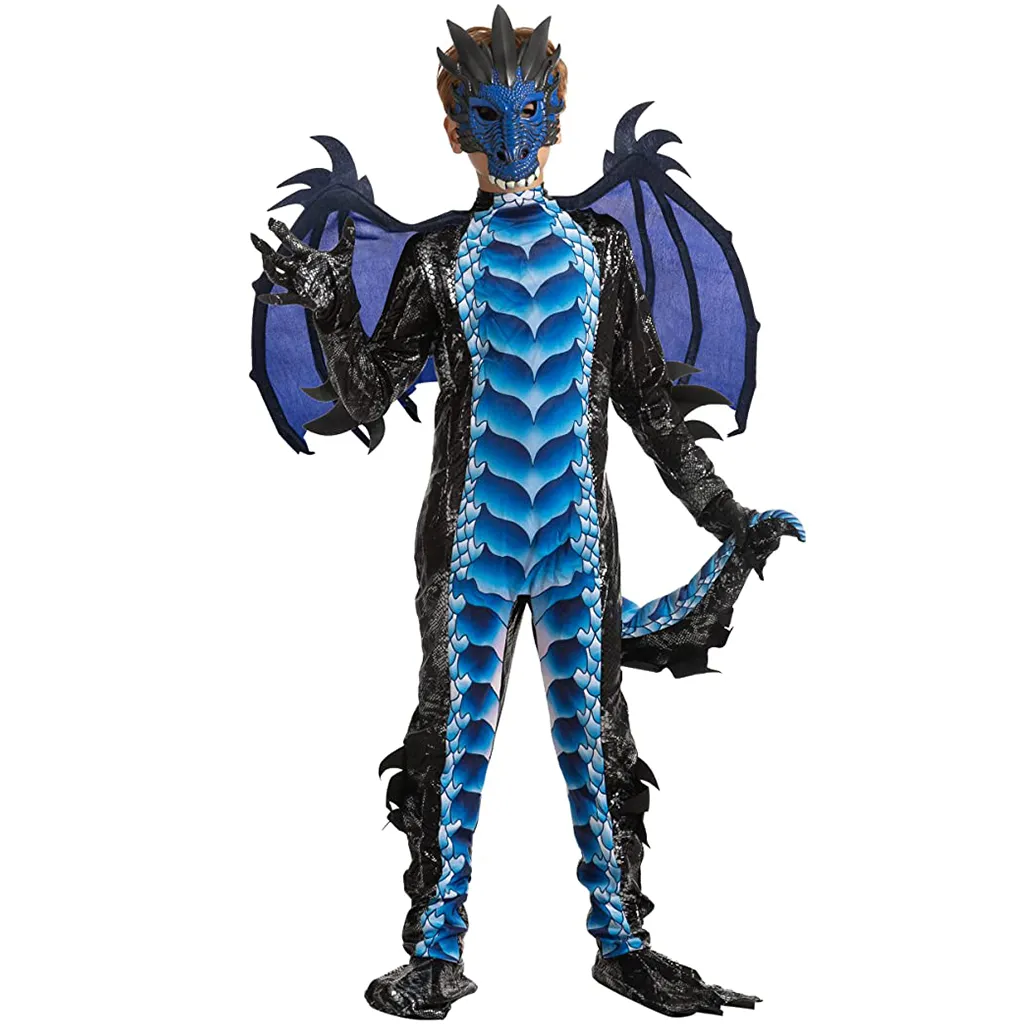 Black and Blue Dragon Costume Kids