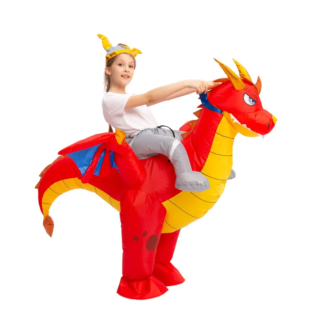 Kids red riding dragon costume