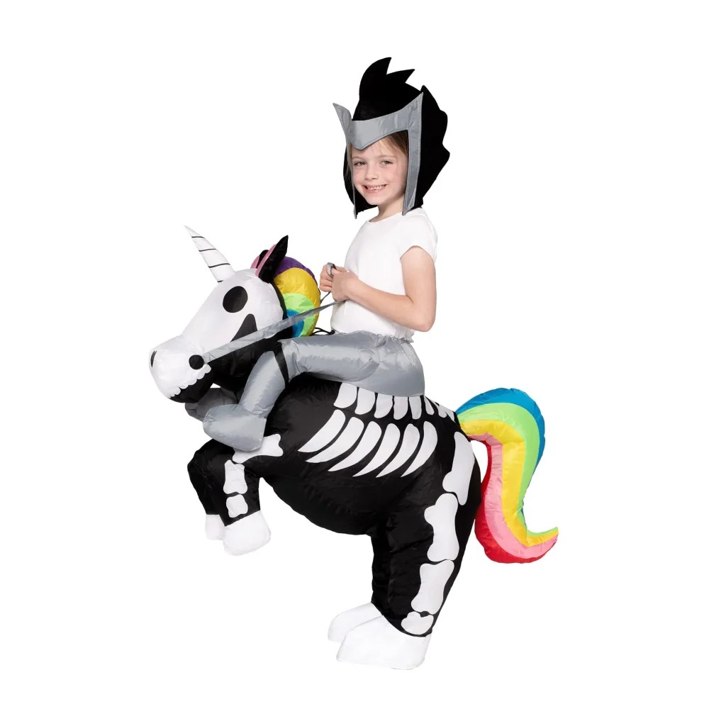 Kids skeleton unicorn inflatable costume