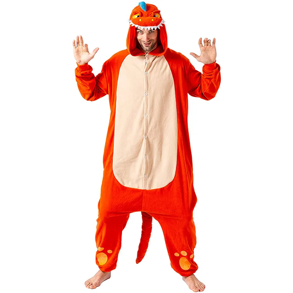 Orange Adult Dinosaur Pajamas