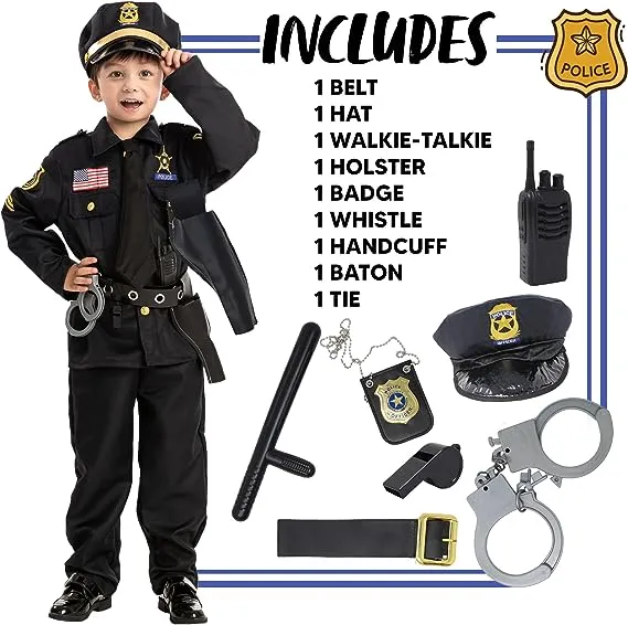 Kids Halloween Police Costume Outfit