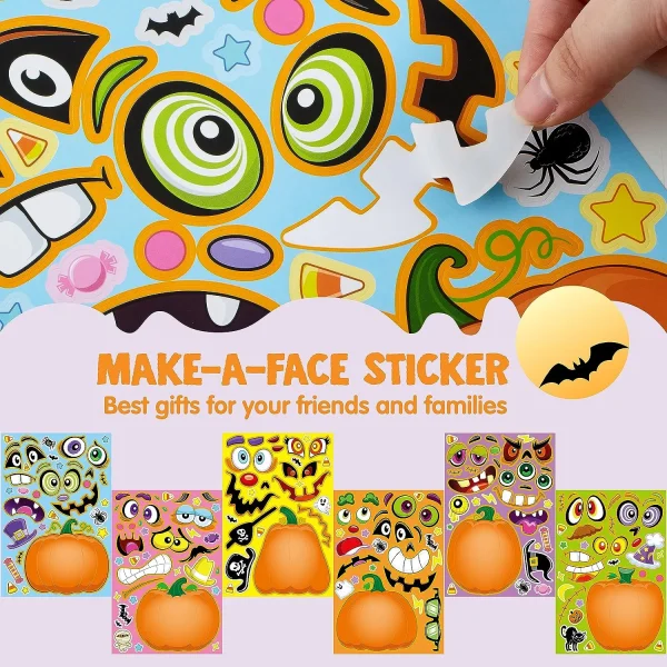 42pcs Halloween Pumpkin Make A Face Sticker Sheets