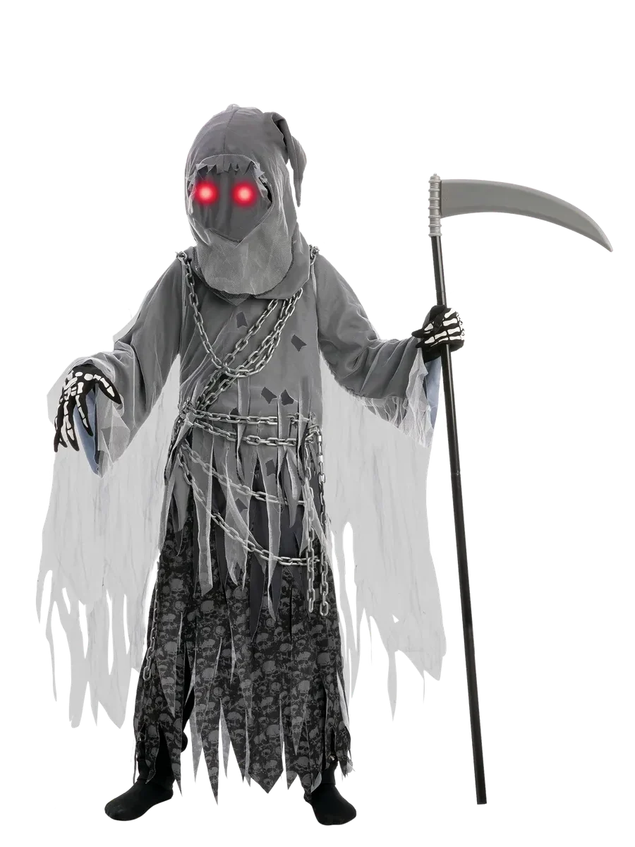 Kids reaper costume with glowing eyes
