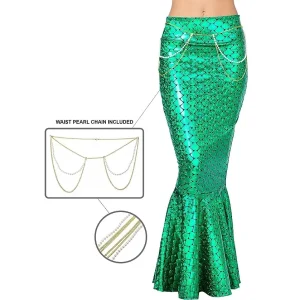 Adult Hologram Shiny Mermaid Metallic Skirt