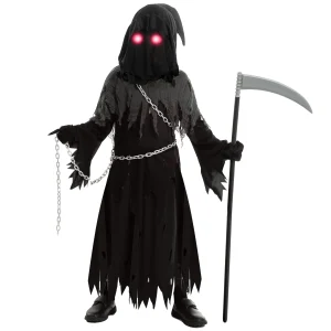 Kids Halloween Grim Reaper Costume Glowing Eyes