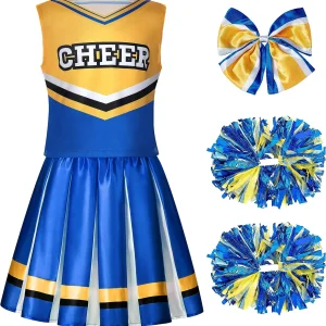 Girls Blue Halloween Cheerleader Costume