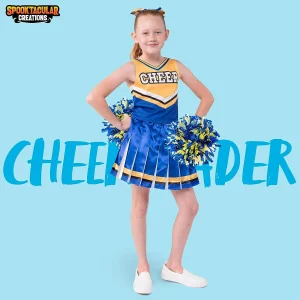 Girls Blue Halloween Cheerleader Costume
