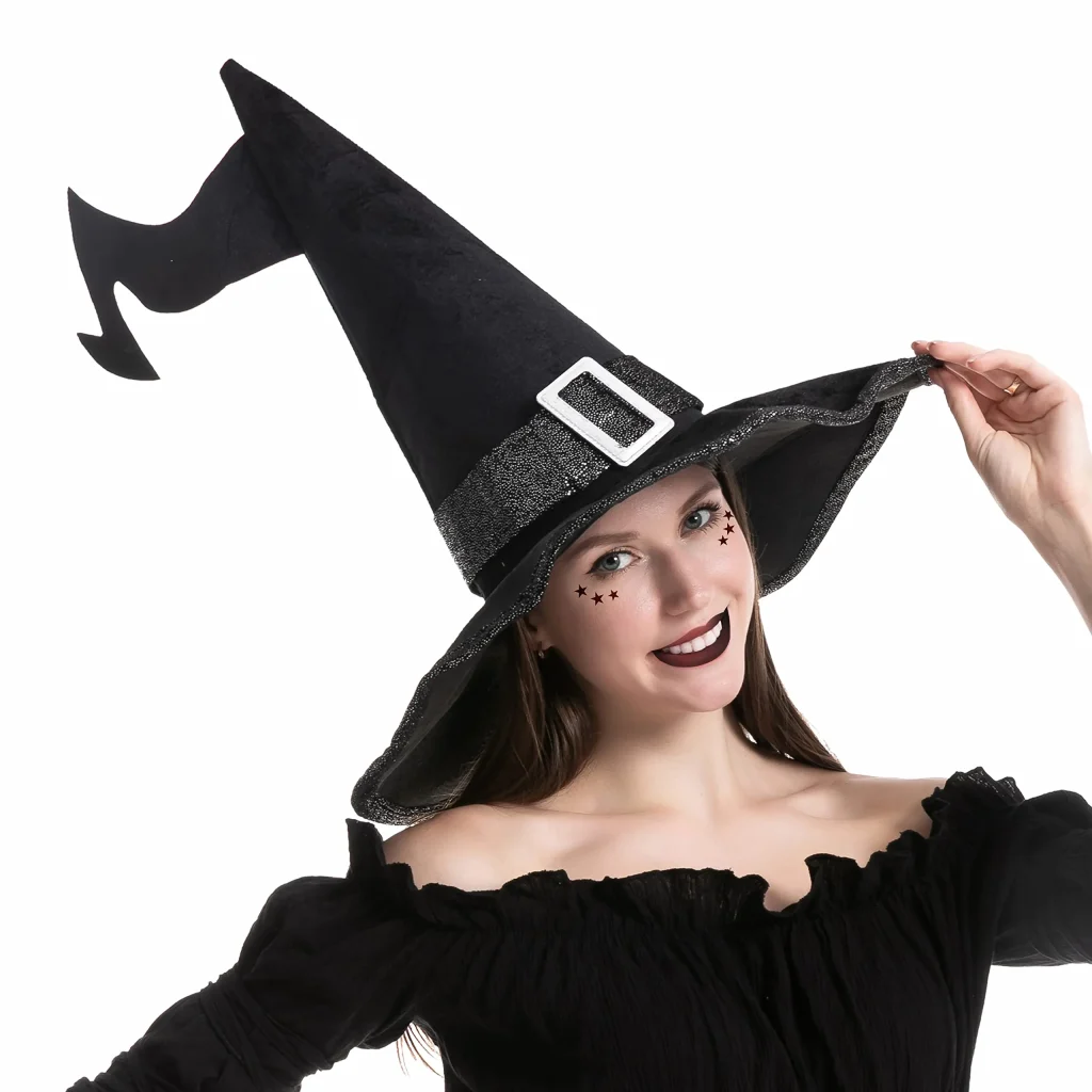 Large black velvet witch hat