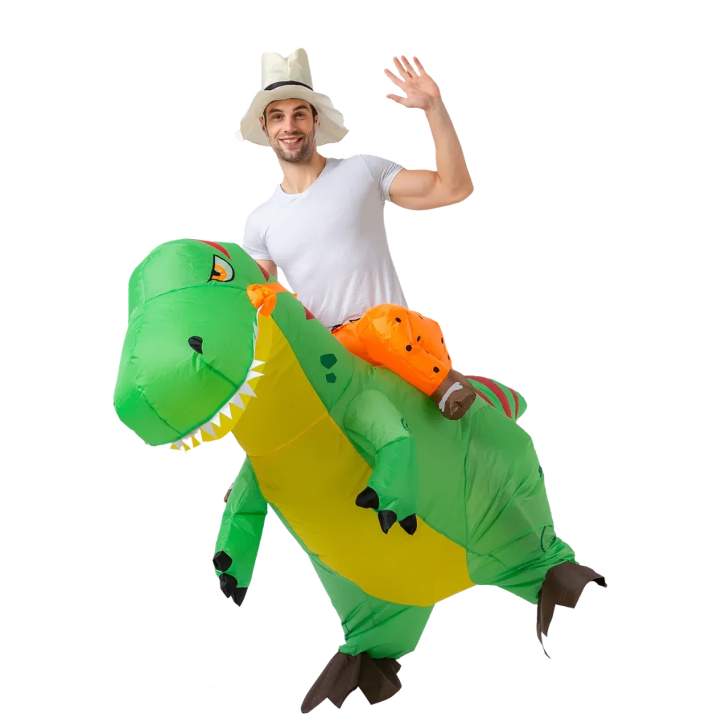 Ride-on dinosaur blow up costume