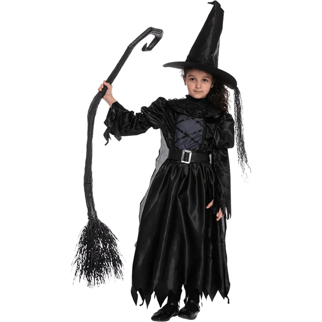 Girls black witch halloween costume