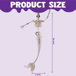2 PCS 20 Inches Halloween Mermaid Skeleton Plastic Bone