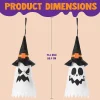 3Pcs 19.6in Halloween Light-up Hanging Ghost Witch Hat Lights