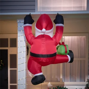 6ft Climbing Santa with Gift Box Inflatable Decoration