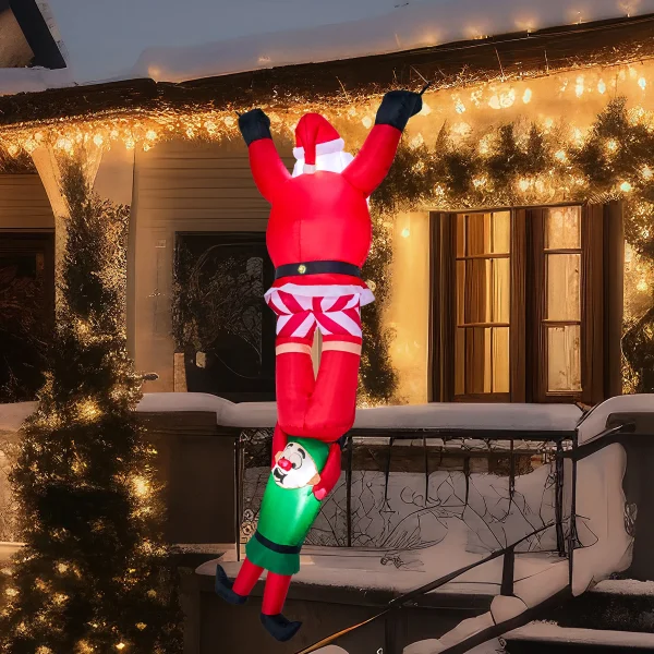 7.8ft Santa Descending with Elf Christmas Inflatable Delight