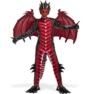 Spooktacular Creations Child Black and Red Dragon Costume, Boys Dragon Wings, Tail and Mask Set