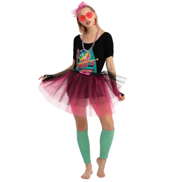 80s Costume Set with T-Shirt Tutu and Accessories