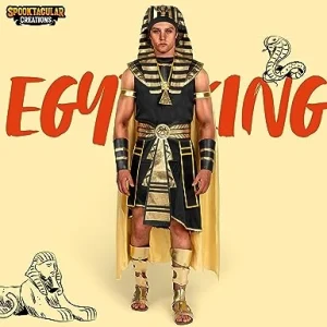 Adult Men’s Black Pharaoh Costume Egyptian King Costume Set for Halloween
