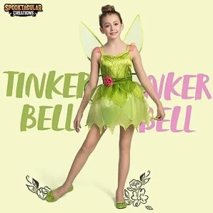 Spooktacular Creations Fairy Costume for Girls, Green Fancy Bell Dress