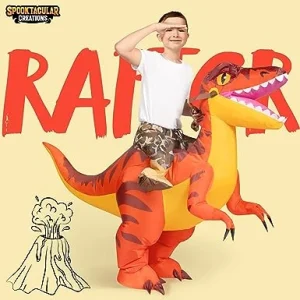 Kids Ride-on Red Raptor Inflatable Costume Halloween Dinosaur Costumes