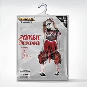 Spooktacular Creations Halloween Dark Red Zombie Cheerleader Costume for Girls