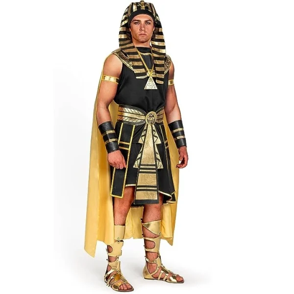 Adult Men’s Black Pharaoh Costume Egyptian King Costume Set Halloween