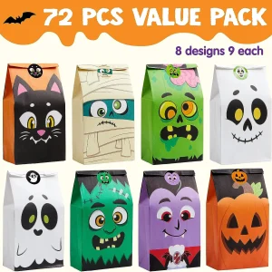 72pcs Halloween Paper Trick or Treat Bags