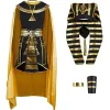 Adult Men’s Black Pharaoh Costume Egyptian King Costume Set for Halloween