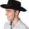 Black Cowboy Hat, Wide Brim Western Cowboy Hat Halloween Costume Accessory