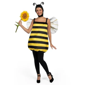 Black and Yellow Bee One-Piece Hood Costume for Women