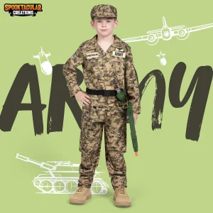 Kids Green Army Soldier Costume