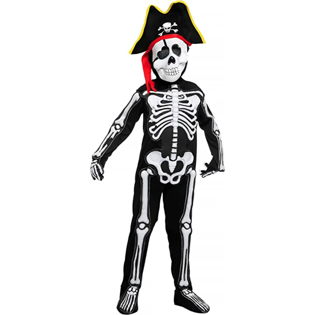 Skeleton pirate halloween costume for child